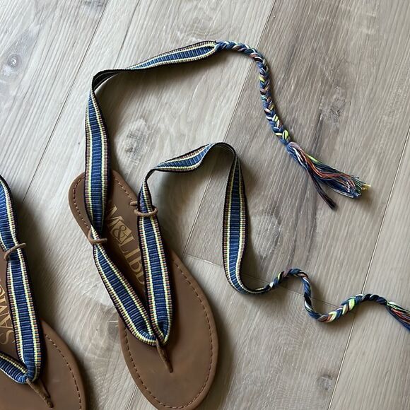 Sam & Libby Blue Blossom Gladiator Tie Up Thong Sandals Shoes Size 9 - Picture 5 of 6